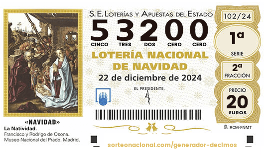 Número de lotería de navidad 53200.